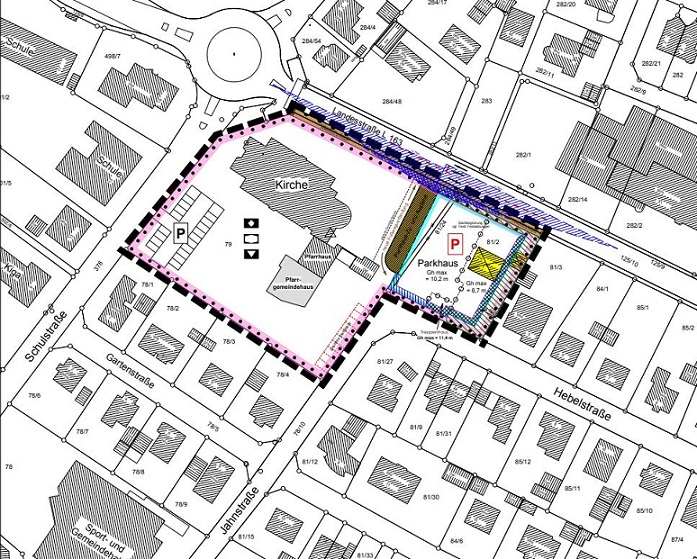 Abbildung des Bebauungsgebietes 038 - Parkhaus Ortsmitte / Ärztehaus